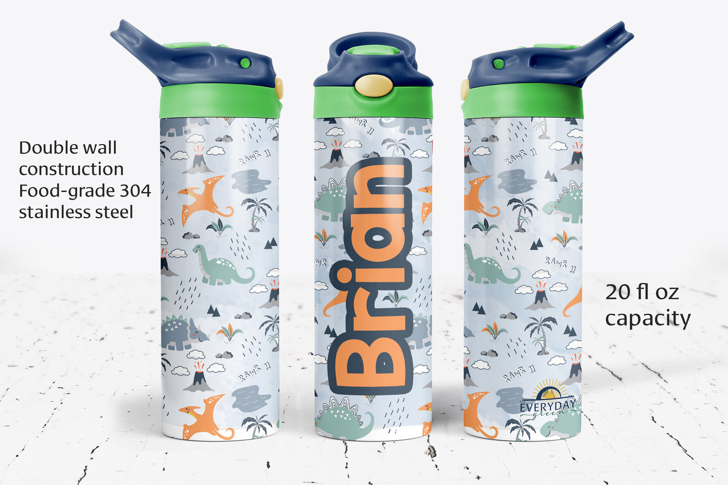 Boys Personalized 20oz Stainless Steel Water Bottle