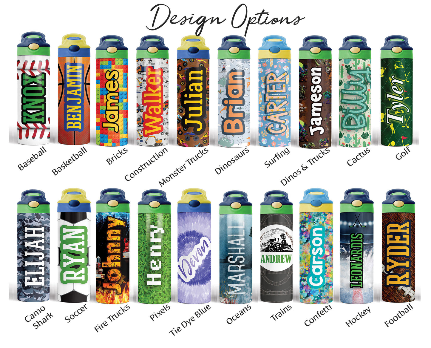 Boys Personalized 20oz Stainless Steel Water Bottle