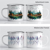 17 oz Personalized Enamel Camp Mug, Watercolor Nature Designs
