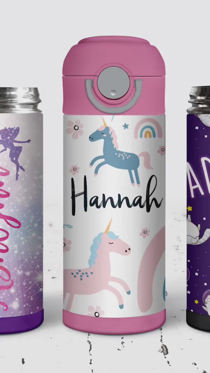 Girls Tie Dye Themed Gift Box with Personalized Water Bottle, Keychain, and Washable Snack Bags