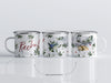 17 oz Personalized Enamel Camp Mug, Watercolor Nature Stainless Steel