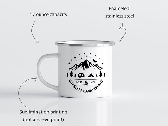 17 oz Personalized Chrsitmas Enamel Camp Mug